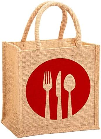 H&B Men's Jute Tiffin Bags with zip for lunch (Medium Size, Print: Dine ...