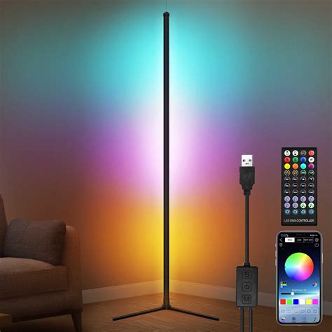 TOCLL LED Corner Floor Lamp RGB Floor Lamp for Living Room 61.5" Smart ...