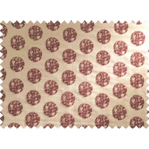 Maroon Beige Color Big Texture Polka Dots Poly Sofa Upholstery Fabric