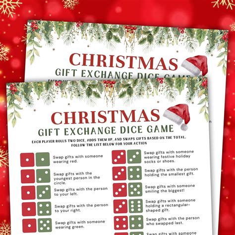 Christmas dice game printable christmas gift exchange game christmas ...