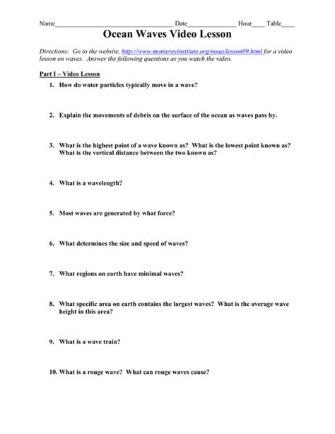 Image result for Wave Lesson Questions