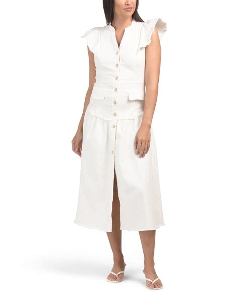 TJ Maxx Oaklynn Denim Midi Dress For Spandex/Cotton in White | Lyst