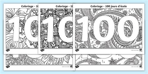 Activité de coloriage pour les 100 jours d'école