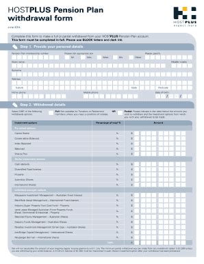 Fillable Online HOSTPLUS Pension Plan withdrawal form Fax Email Print ...