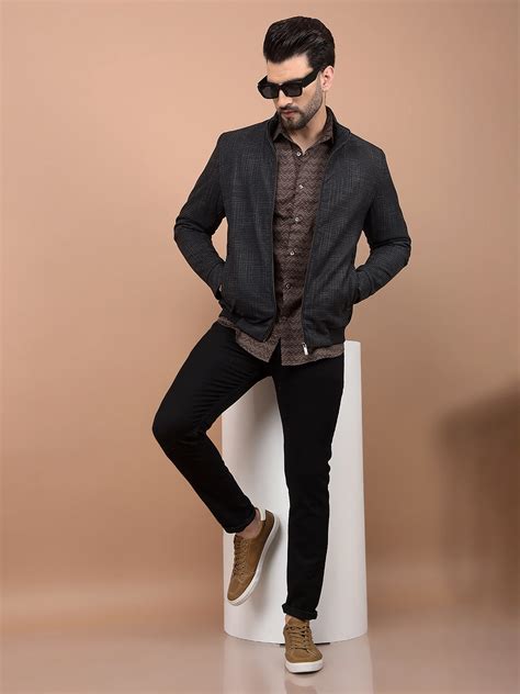 Black Jacquard Bomber Jacket – Crimsoune Club