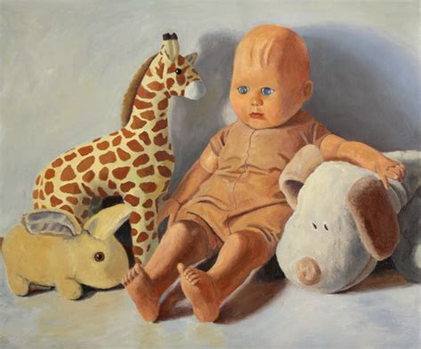 Douglas Newton - Doll with Pals, childhood toys, realistic oil painting ...