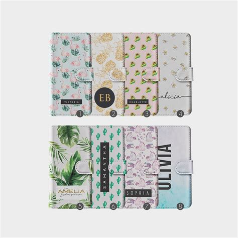 Buy Personalised Initials Custom Flip Wallet Phone Case Cactus Flamingo ...