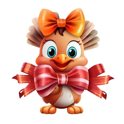 Feliz Día De Acción De Gracias Con Feliz Personaje De Pavo Y Cinta PNG ...