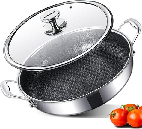 Amazon.com: CYRDER 316L Stainless Steel Frying Pan-12inch Hybrid ...