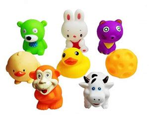 GREST Non-Toxic Baby Squeeze Sound Bath Toy Chu Chu Set of 8 Pcs Mix ...