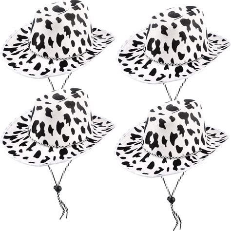 SGBETTER 4 Pack Cow Print Cowboy Hat Black and White Cow India | Ubuy
