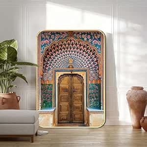 SAF Premium Jaipur Peacock Gate Wall Art | Royal City Palace Door with ...