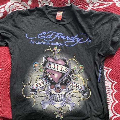 ED HARDY SHIRT size large could fit medium / good... - Depop