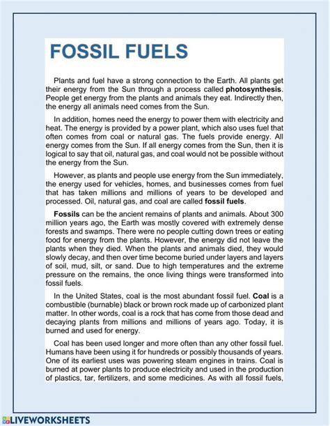 Image result for Fossil Fuels Worksheet
