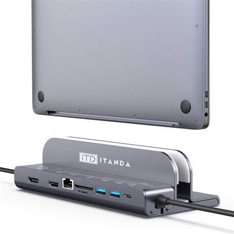 Laptop Docking Station, USB C Laptop Hub Vertical Desktop Stand Station ...