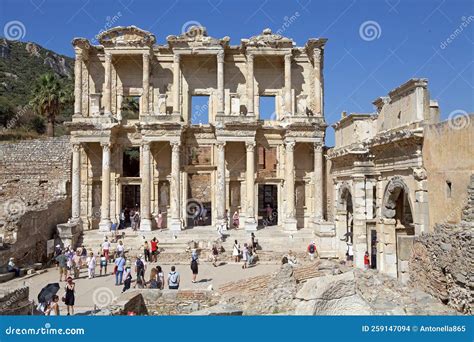 The Library of Celsius at Ephesus, Turkey. the Archaeological Site ...