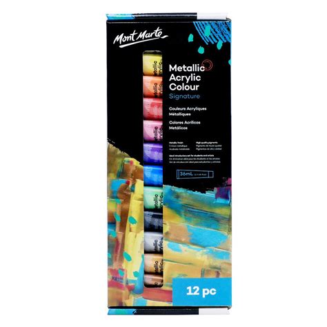 Mont Marte Metallic Acrylic Paint Set 12pc x 36ml – Stationery Plug