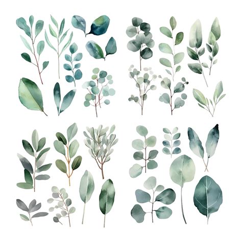 Premium Vector | Watercolor eucalyptus clipart eucalyptus leaves ...