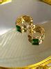 18k Gold Plated Chunky Emerald Green Stone Hoops – SubhagAlankar