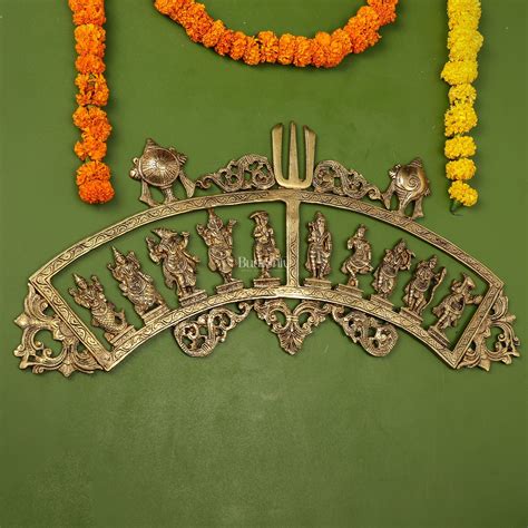 Buy Brass Dashavatar Wall hanging 25" wide - Budhshiv.com