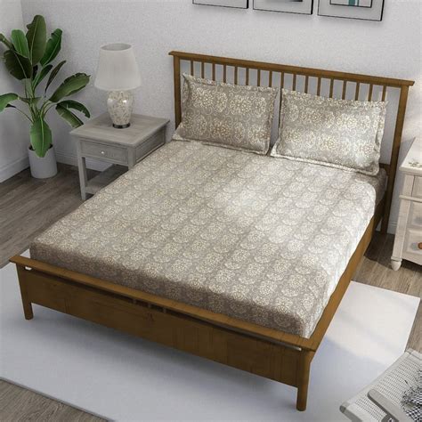 Buy SWAYAM Ananda Cotton 210TC Printed 3Pcs Queen Bedsheet Set from ...