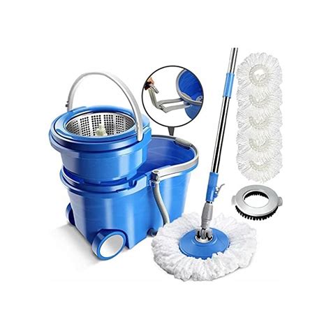Buy MASTERTOP Spin Mop Bucket Floor Cleaning System - Stainless Steel ...