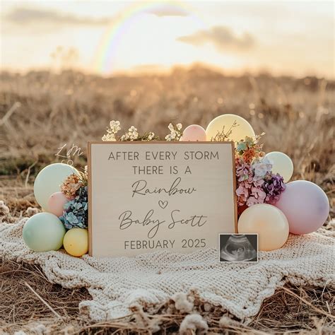 Rainbow Baby Pregnancy Announcement Digital, Editable Social Media ...