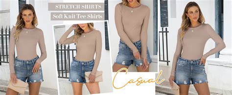 ANRABESS Women Long Sleeve Shirts Rib Knit Slim Fit Tops Basic Tee 2025 Fall Outfits Casual T-Shirt