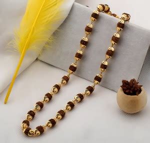 Minprice Natural Rudraksha Mala 7mm Beads With Micro Gold Plated Cap ...