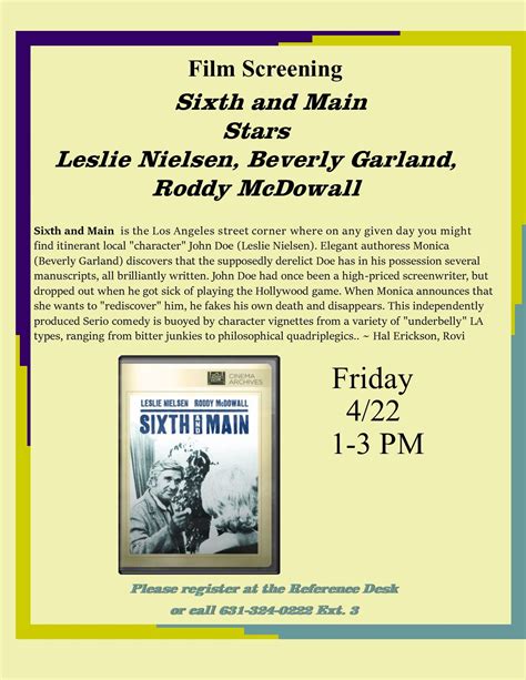 Film Screening: Sixth and Main (1977) Leslie Nielsen | East Hampton, NY ...