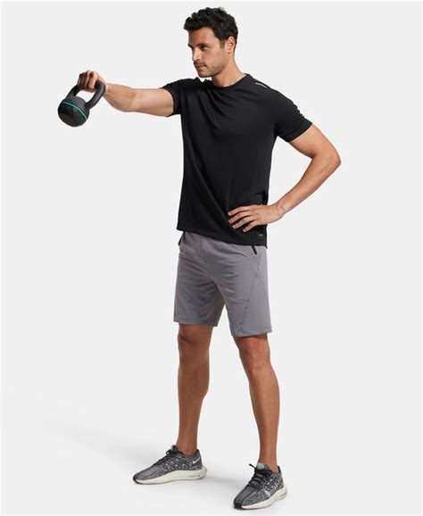 Buy Microfiber Elastane Stretch Solid Shorts with Zipper Media Pocket ...