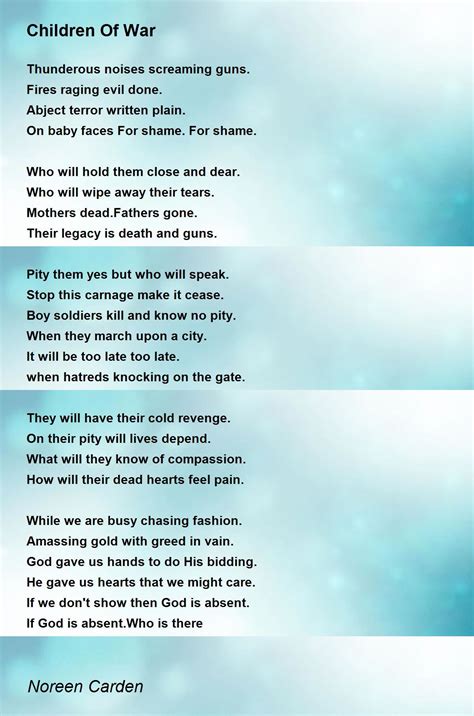 Children Of War Poem by Noreen Carden - Poem Hunter Comments