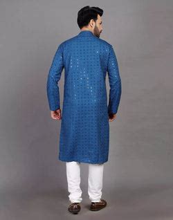 Peacock Blue Thread and Sequence Design Georgette Kurta Set – South ...