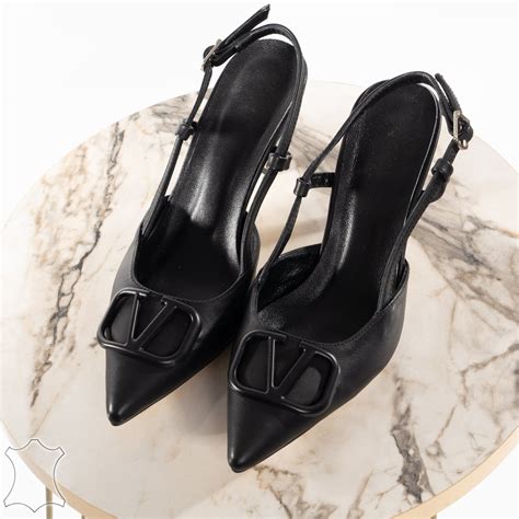Typographic Applique Slingback Kitten Heels | Women's & Girls' Fashion ...