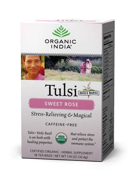 Organic Herbal Tea Tulsi Sweet Rose Tea Bag Box | Gundara