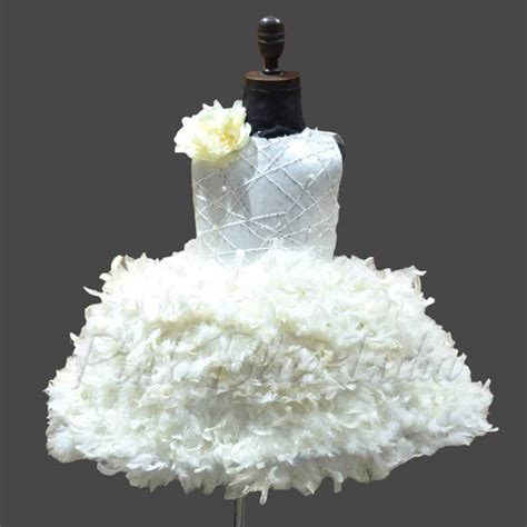 Baby Feather Party Gown - Birthday Dress with Feather