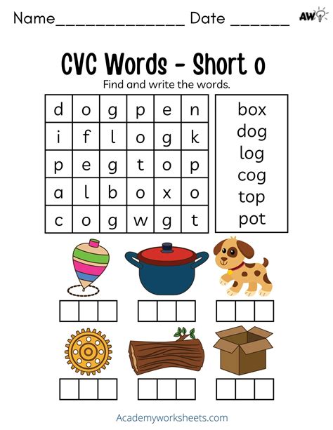 CVC words Worksheet for Vowel Sorting | Picstank