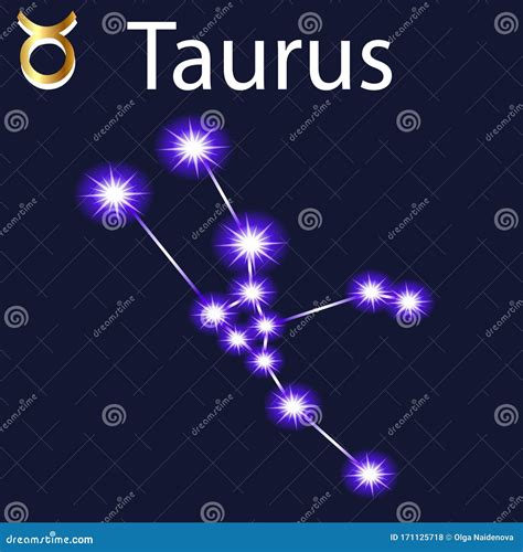 Constellation Taurus with Stars in the Night Sky Stock Vector ...