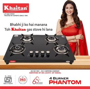 Khaitan 4 Burner Phantom Black Toughened Glass Automatic Hob Price in ...