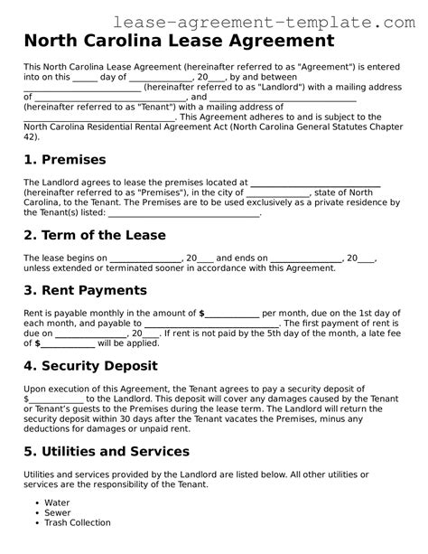 Free North Carolina Lease Agreement Template ≡ Lease Agreement Templates