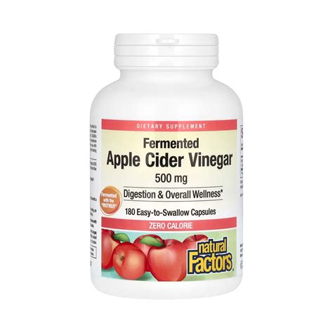 Natural Factors, Fermented Apple Cider Vinegar, 500 Mg, 180 Easy to Sw ...