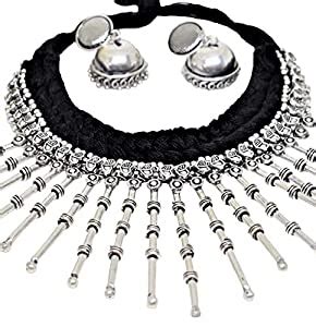Swarnalekha® Oxidised German Silver STABY Spike thread Heavy Necklace ...