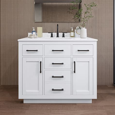 Wyndham Collection Beckett TK 42-in White with Matte Black Trim ...