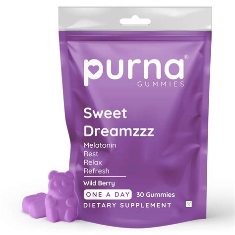 Purna Gummies Melatonin For Adults, Wild Berry Flavor with Chamomile ...