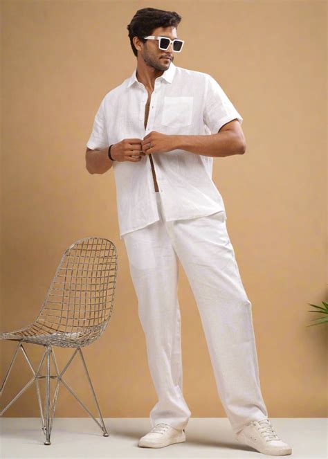 White Pure Linen Casual Pants for Men – Linen Trail