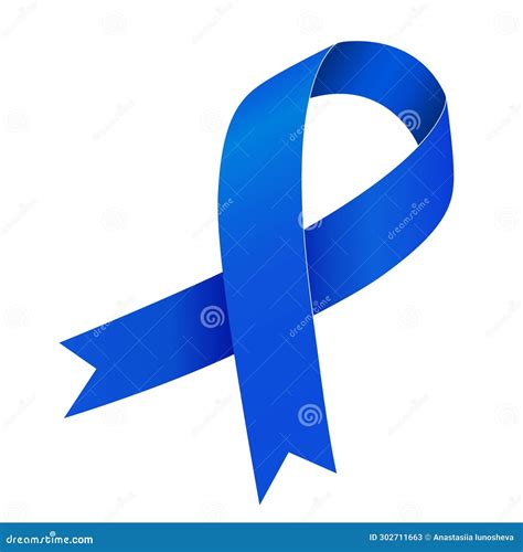 Colorectal Cancer Awareness Month. Blue Ribbon. Cartoon Vector ...
