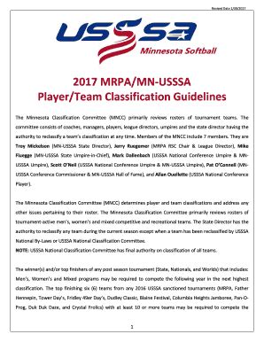 Fillable Online Player/Team Classification Guidelines Fax Email Print ...