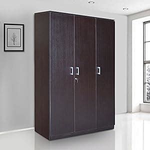 HomeTown Prime Engineered Wood Three Door Wardrobe in Wenge Colour ...