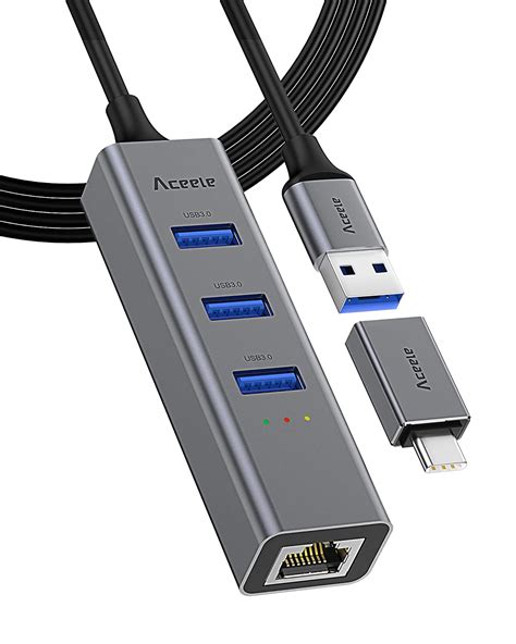 Aceele 4 in 1 USB C to Ethernet Adapter, 3 Ports USB 3.0 Hub with 10 ...