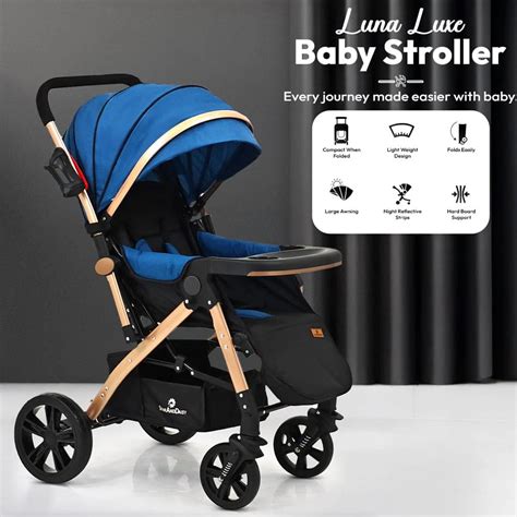 StarAndDaisy Luna Luxe Baby Stroller – Convertible Pram Blue